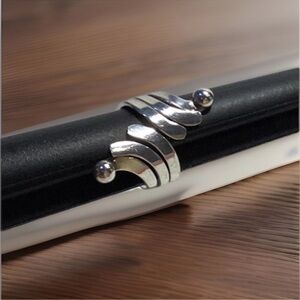 Vintage Silver 925 Sweep And Ball Bypass Ring Large Mod 1.5” Size 8